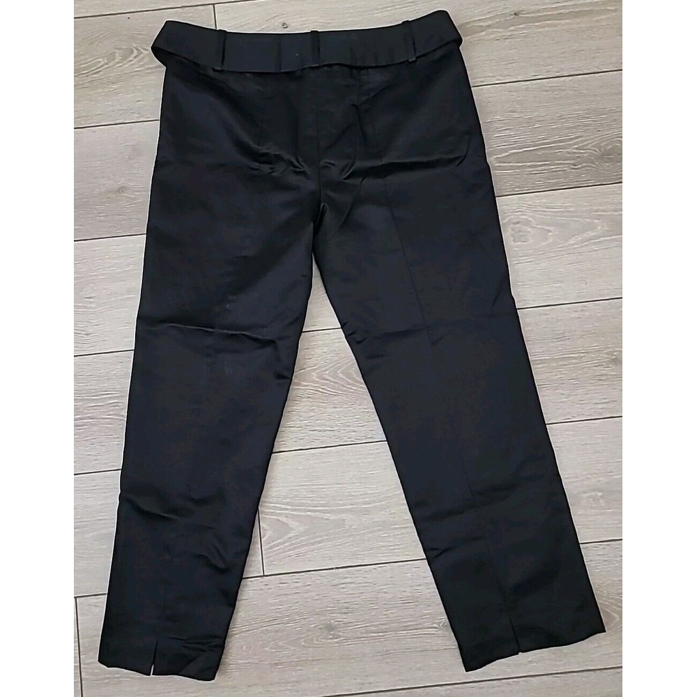 Ann Taylor Wide Leg Black 100% Silk Trouser Pants Tie Waist Sz 10 - Picture 4 of 6